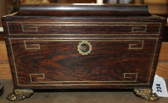 Brass inlaid tea caddy